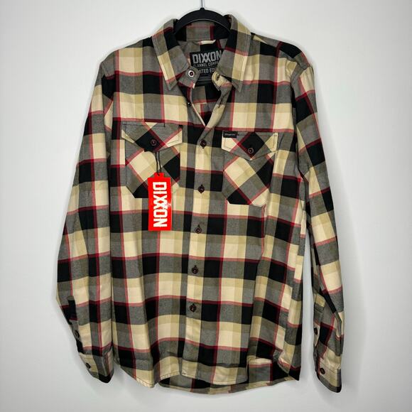NWT DIXXON Snap On 2023 Plaid Flannel Shirt Black Tan Red M - Picture 1 of 4